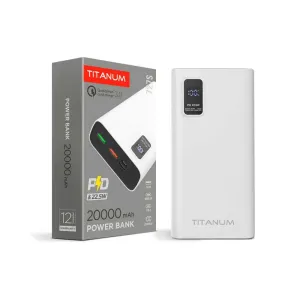20000mAh 22.5W повербанк TITANUM 727S білі з ГАРАНТІЄЮ 1 рік; Якісний power bank з чесною ємкістю, з швидкою зарядкою та дисплеєм. Надійний виробник!!