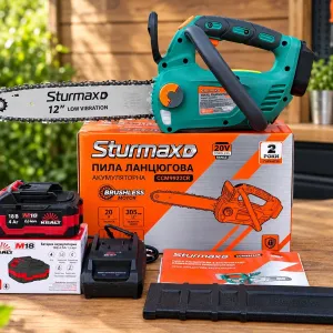 Пила акумуляторна Sturmax CCM9922CR + акумулятор VITALS ASL 1840ns-10C 4А/г + зарядний VITALS /швидкість 9 м/с /шина 30см/ Гарантія 2 роки