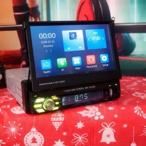 Магнітола 1DIN 7" висувний екран | CarPlay / Android Auto | Bluetooth