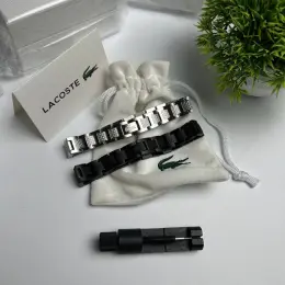 Браслет Lacoste чорний, срібний