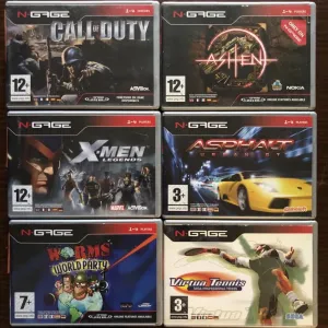 Ігри для Nokia N-Gage: X-Men, Tomb Raider, Sonic, Spider-Man, Splinter Cell, Sims Rayman Red Faction, Crash FIFA, Call of Duty, Asphalt