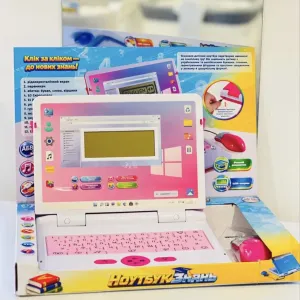 Дитячий Ноутбук знань “WToys”, ОЗВУЧУВАННЯ УКРАЇНСЬКОЮ МОВОЮ, від батарейок та мережі, англ\укр абетка, цифри, скоромовки