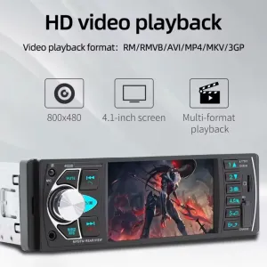 Автомагнітола 1DIN 4.1" Bluetooth MP5 4022D | USB AUX TF Камера заднього виду
