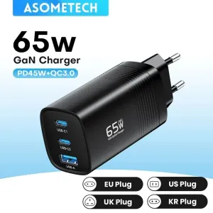 У наявності! Універсальна зарядка GaN Asometech 65W зарядний пристрій блок живлення