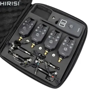 Карповые Сигнализаторы поклевки Hirisi B1203 4+1 с пейджером и свингерами Сигналізатори клювання з пейджером і свінгерами коропові покльовки комплект