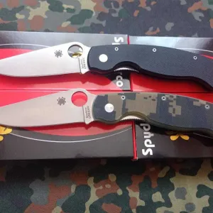Туристичний складний ніж Spyderco Military PA60-BK Black/Multicam 24см,тактичний похідний кемпінговий ніж з кліпсою,замок Liner Lock
