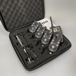 Карповые Сигнализаторы поклевки Hirisi B1203 4+1 с пейджером и свингерами Сигналізатори клювання з пейджером і свінгерами коропові покльовки комплект