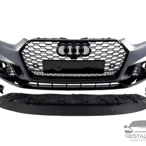 Передний бампер Audi A5 2016-2020 RS под дистроник Черный новый