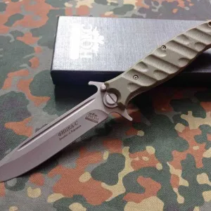 Туристичний складний викидний ніж Нокс Финка-С Green 26.5см,тактичний похідний ніж Нокс Фінка,кліпса та отвір під темляк