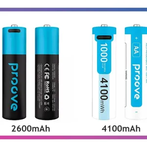 Батарейки AA акумуляторні з Type-C роз'ємом Proove 4100mAh Lithium-ion аккумулятор AAA с зарядкой от usb-c 2 штуки