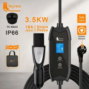 Надійність‼️Зарядний пристрій для Tesla 3.7кВт 16A FEYREE NACS портативна зарядна станція 5 метрів регулювання струму для американських електромобілів