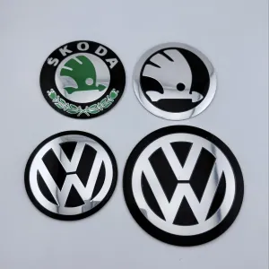 Наклейки на ковпаки Skoda, VW 90 мм, 120 мм. Значки шкода 9 см, 12 см