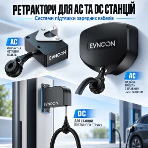 Ретрактор для зарядних станцій електромобілів 32А 7кВт 22кВт 40кВт 80кВт, підтяжка кабелю, система кабель менеджменту для електрозарпавки DC AC