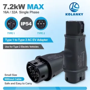 ЯКІСТЬ‼️Перехідник Type 1 - Type 2 7kW 32A EV Adapter адаптер для зарядки електромобіля Kolankyнадійний корпус EV зарядка