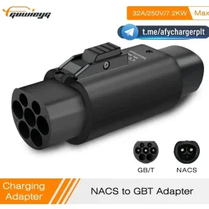 РОЗПРОДАЖ‼️Перехідник Tesla - GBT 7kW Guwieyg 32A з блокуванням EV Adapter для авто з Китаю надійний корпус Tesla зарядка