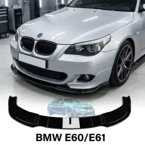 Сплиттер на передний бампер BMW E60 E61 Черный глянец губа сабля обвес