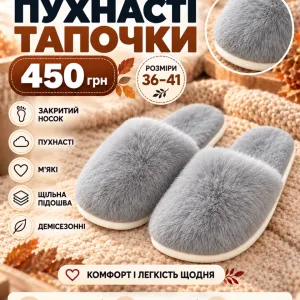 Пухнасті Сірі тапочки