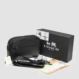 Сумка чоловіча Coach Academy Crossbody in Pebble Leather Total Black копія 1:1