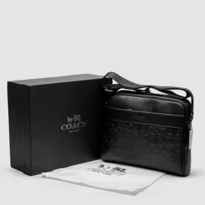 Сумка чоловіча Coach Charles Camera Crossbody Messenger Bag Textured Black копія 1:1