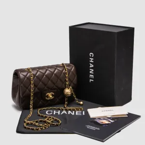Сумка жіноча Chanel Classic 1.55 Small Single Flap in Brown/Gold копія 1:1