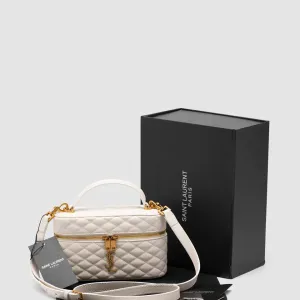 Сумка жіноча Saint Laurent Gaby Vanity Leather Shoulder Bag Cream копія 1:1