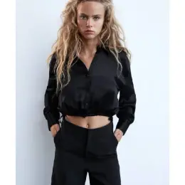 Чорна вкорочена сорочка Zara