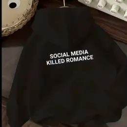 Худі чорне "Social Media Killed Romance" розмір M