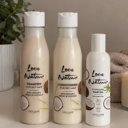 Набір для волосся Oriflame Love Nature з кокосом для сухого волосся (шампунь, кондиціонер, олія)